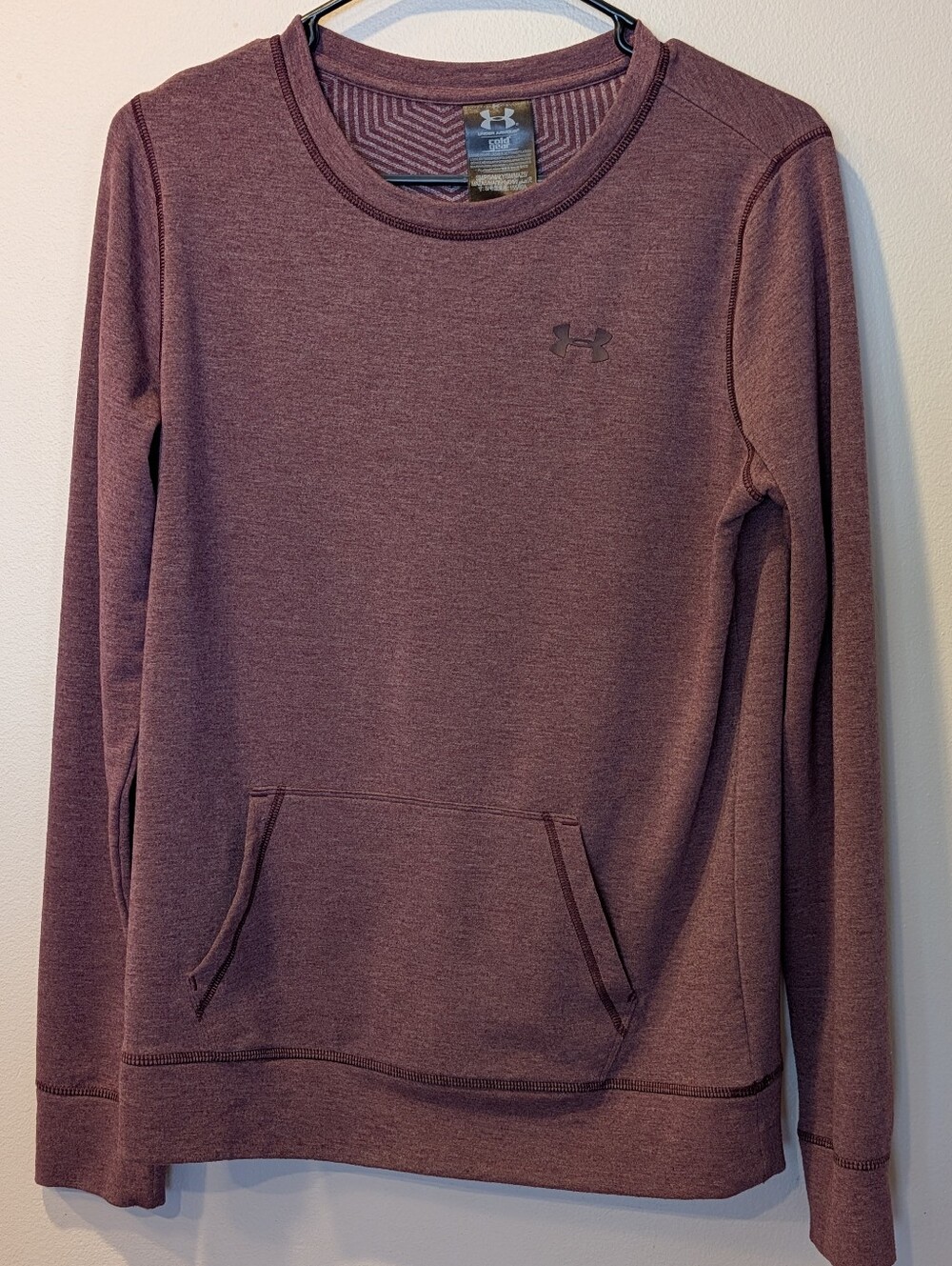 Under Armour ColdGear Men's Small Purple Crew Neck Pullover Sweatshirt Pockets